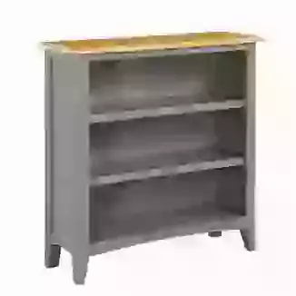 Slate Grey Painted Finish Small Bookcase With Oak Top